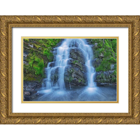 Canada-Alberta-Kananaskis Country Waterfall scenic Gold Ornate Wood Framed Art Print with Double Matting by Jaynes Gallery