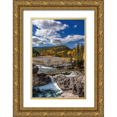 Elbow Falls in autumn in Kananaskis Country-Alberta-Canada Gold Ornate Wood Framed Art Print with Double Matting by Haney, Chuck