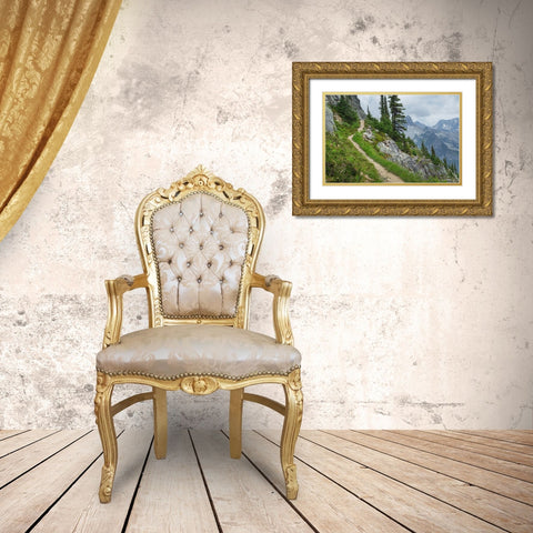 Abbott Ridge Trail along cliffs below Mount Abbott Selkirk Mountains Glacier National Park Gold Ornate Wood Framed Art Print with Double Matting by Majchrowicz, Alan