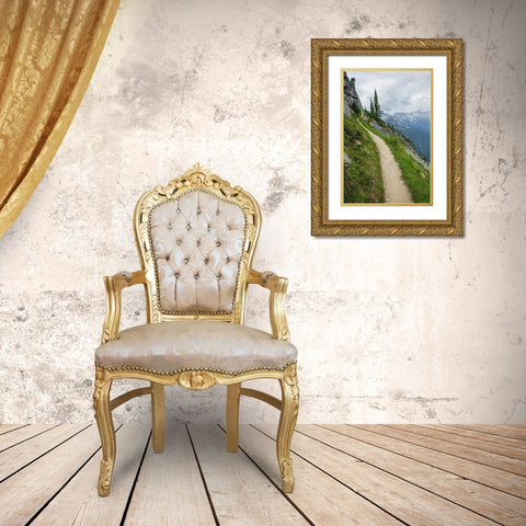 Abbott Ridge Trail along cliffs below Mount Abbott Selkirk Mountains Glacier National Park Gold Ornate Wood Framed Art Print with Double Matting by Majchrowicz, Alan