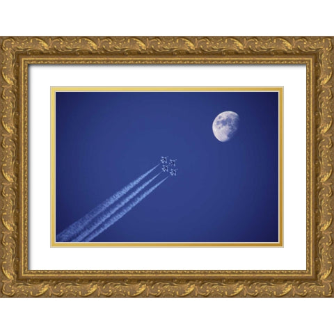 Canada, BC Four fighter jets fly in formation Gold Ornate Wood Framed Art Print with Double Matting by Satushek, Steve