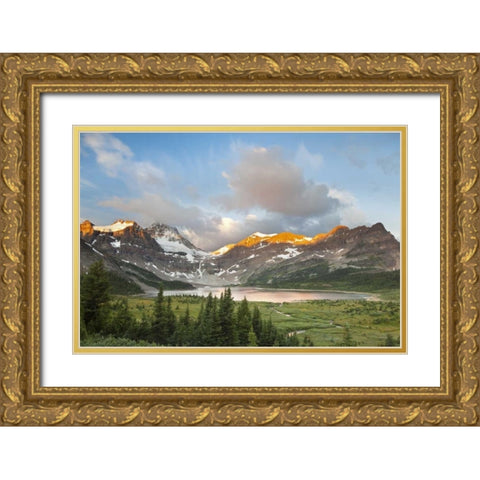 Canada, BC Sunrise on Magog Lake Meadows Gold Ornate Wood Framed Art Print with Double Matting by Paulson, Don