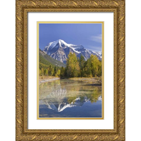 Canada, BC, Mt Robson PP Reflection of scenery Gold Ornate Wood Framed Art Print with Double Matting by Paulson, Don