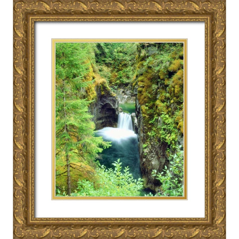 Canada, BC Waterfall on Little Qualicum River Gold Ornate Wood Framed Art Print with Double Matting by Talbot Frank, Christopher
