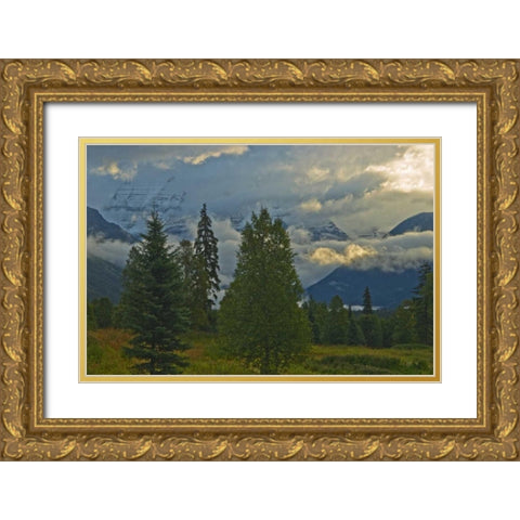 Canada, BC, Mt Robson PP Clouds over Mountains Gold Ornate Wood Framed Art Print with Double Matting by Grandmaison, Mike
