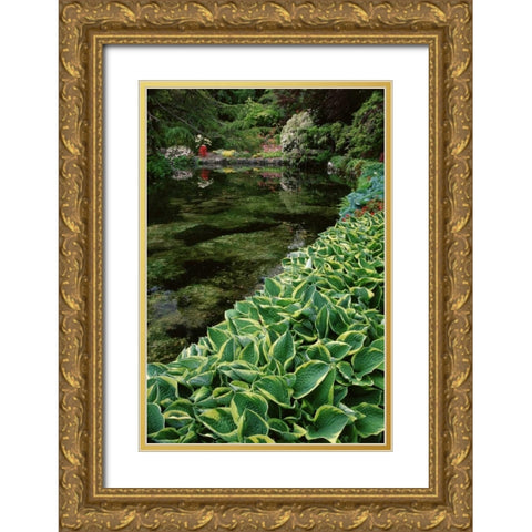 Canada, BC, Victoria Beautiful Garden Scenic Gold Ornate Wood Framed Art Print with Double Matting by Bush, Marie
