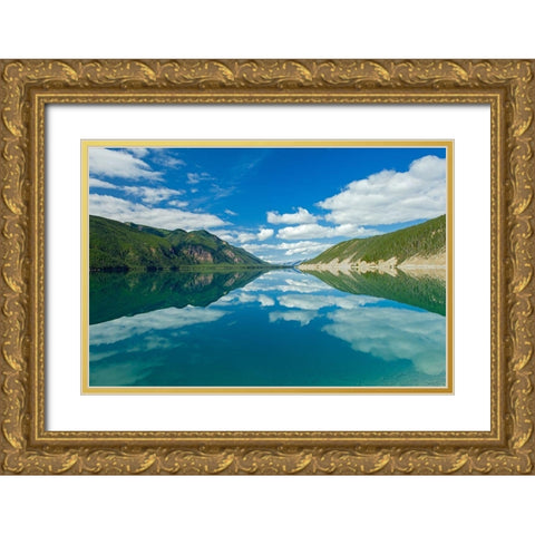 Canada-British Columbia-Muncho Lake Provincial Park Reflections in Muncho Lake Gold Ornate Wood Framed Art Print with Double Matting by Jaynes Gallery