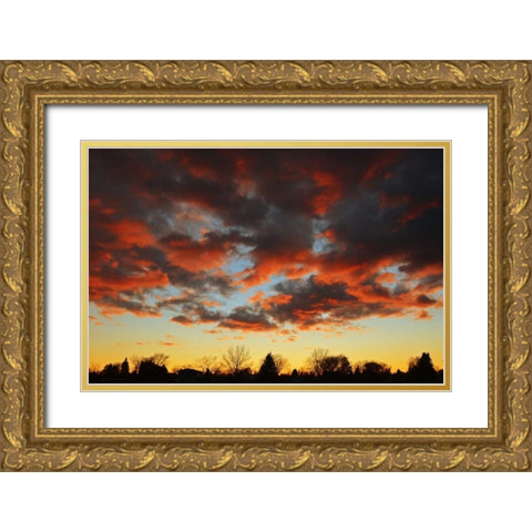 Canada, Manitoba, Winnipeg Clouds at sunset Gold Ornate Wood Framed Art Print with Double Matting by Grandmaison, Mike