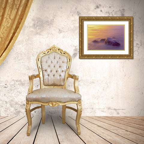 Canada, Manitoba Sunrise on Lake Winnipeg Gold Ornate Wood Framed Art Print with Double Matting by Grandmaison, Mike
