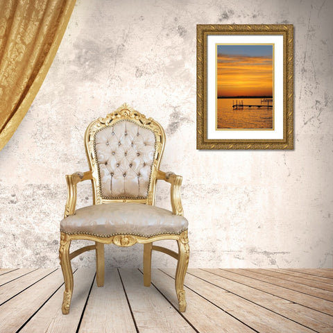 Canada, Manitoba Docks on Clearwater Lake Gold Ornate Wood Framed Art Print with Double Matting by Grandmaison, Mike
