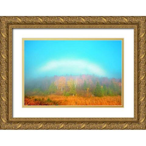 Canada, Whiteshell PP Fogbow over forest, Autumn Gold Ornate Wood Framed Art Print with Double Matting by Grandmaison, Mike