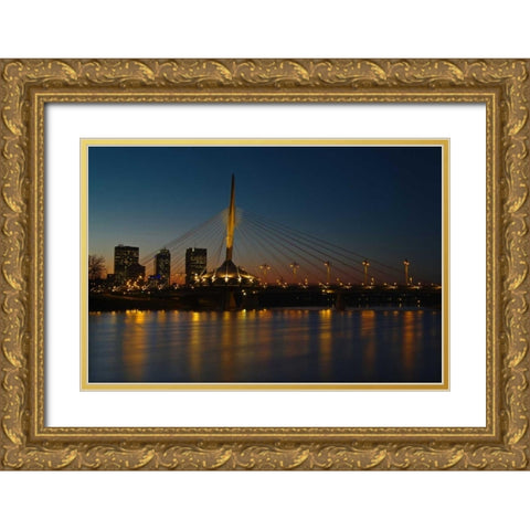 Canada, Manitoba, Winnipeg Esplanade Riel bridge Gold Ornate Wood Framed Art Print with Double Matting by Grandmaison, Mike
