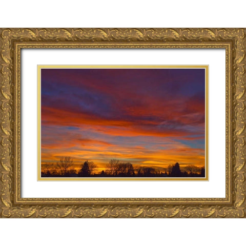 Canada, Manitoba, Winnipeg Sky at sunset Gold Ornate Wood Framed Art Print with Double Matting by Grandmaison, Mike