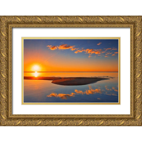 Canada-Manitoba-Matlock Sunrise on Lake Winnipeg Gold Ornate Wood Framed Art Print with Double Matting by Jaynes Gallery