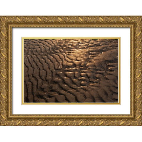 Canada- Manitoba- Winnipeg. Wave patterns on sandy beach of Lake Winnipeg. Gold Ornate Wood Framed Art Print with Double Matting by Jaynes Gallery