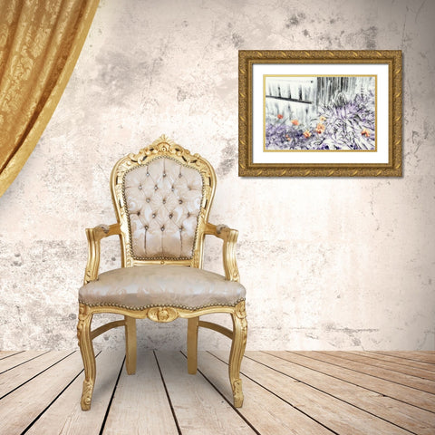 Canada Abstract of wooden building and garden Gold Ornate Wood Framed Art Print with Double Matting by Anon, Ellen