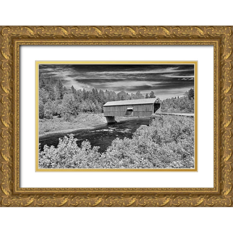 Canada-New Brunswick-St Martins Didgeguash River covered bridge Gold Ornate Wood Framed Art Print with Double Matting by Jaynes Gallery