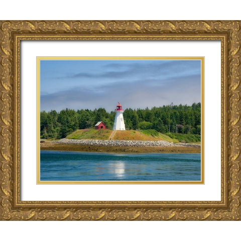 Maine-Lubec Mulholland Point Lighthouse as seen from the town of Lubec-Maine Gold Ornate Wood Framed Art Print with Double Matting by Eggers, Julie