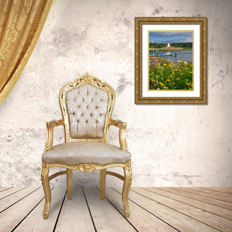 Maine-Lubec Mulholland Point Lighthouse as seen from the town of Lubec-Maine Gold Ornate Wood Framed Art Print with Double Matting by Eggers, Julie