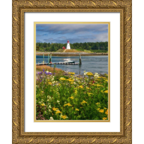 Maine-Lubec Mulholland Point Lighthouse as seen from the town of Lubec-Maine Gold Ornate Wood Framed Art Print with Double Matting by Eggers, Julie