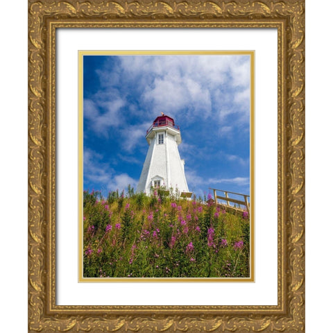 Canada-New Brunswick-Campobello Island Mulholland Point Lighthouse Gold Ornate Wood Framed Art Print with Double Matting by Eggers, Julie