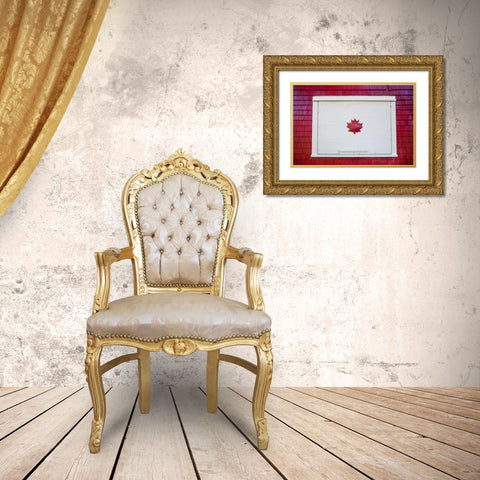 Canada-New Brunswick-Campobello Island-Welshpool-house with Canadian Maple Leaf designs Gold Ornate Wood Framed Art Print with Double Matting by Bibikow, Walter