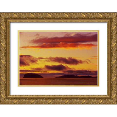 Canada, York Harbor Gulf of St Lawrence, sunset Gold Ornate Wood Framed Art Print with Double Matting by Grandmaison, Mike