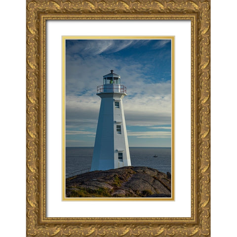Canada-Newfoundland-Cape Spear Lighthouse Gold Ornate Wood Framed Art Print with Double Matting by Wall, Patrick J.