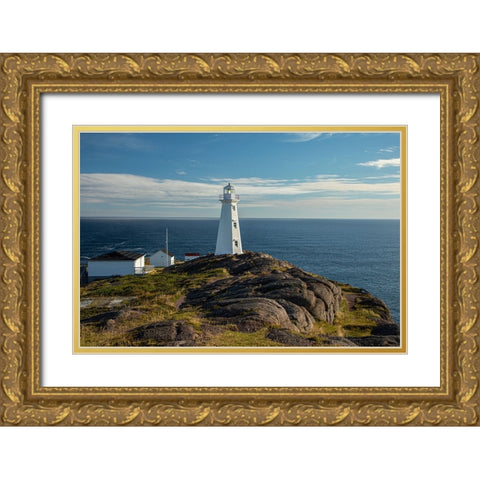 Canada-Newfoundland-Cape Spear Lighthouse Gold Ornate Wood Framed Art Print with Double Matting by Wall, Patrick J.