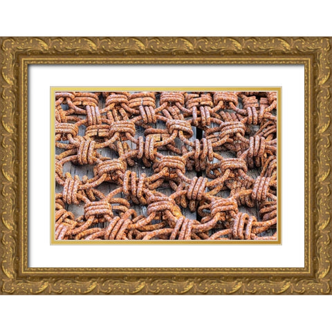 Chains used for fishing in Nova Scotia Gold Ornate Wood Framed Art Print with Double Matting by Ostrowitz, Mallorie