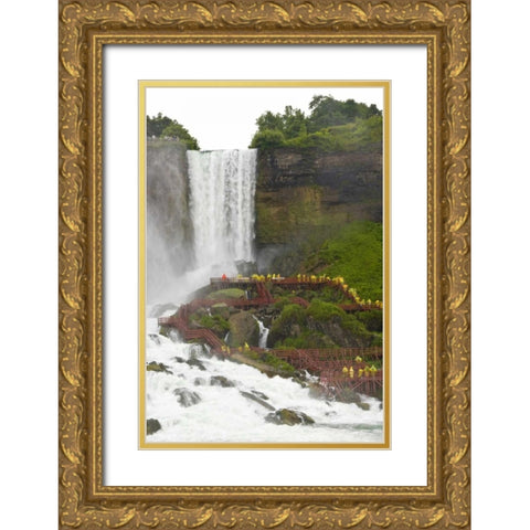 Canada, Ontario,Tourists at Niagara Falls Gold Ornate Wood Framed Art Print with Double Matting by Lord, Fred