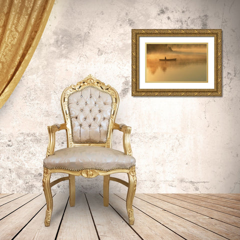 canoeist, Algonguin Park, Ontario, Canada Gold Ornate Wood Framed Art Print with Double Matting by Rotenberg, Nancy