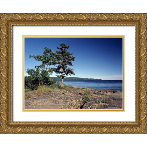 Canada, Ontario, Rossport, Lake Superior Gold Ornate Wood Framed Art Print with Double Matting by Grandmaison, Mike