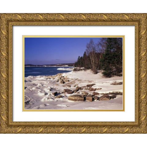 Canada, Ontario, Rossport, Lake Superior Gold Ornate Wood Framed Art Print with Double Matting by Grandmaison, Mike