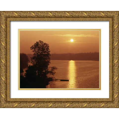 Canada, Ontario, London, Fanshawe Lake at sunrise Gold Ornate Wood Framed Art Print with Double Matting by Grandmaison, Mike