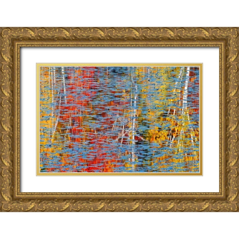 Canada, Ontario, Minden Autumn reflects in pond Gold Ornate Wood Framed Art Print with Double Matting by Grandmaison, Mike