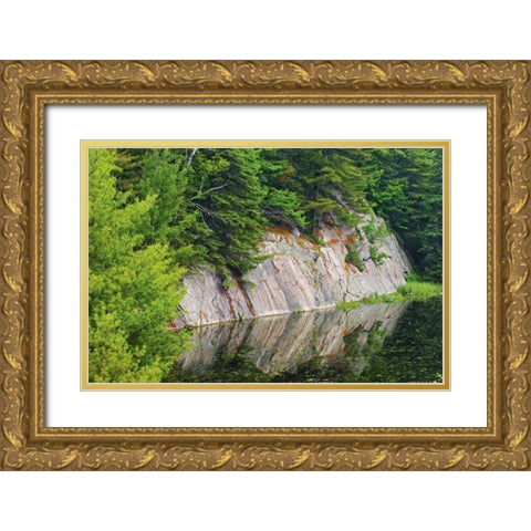 Canada, Killarney Granite reflected in water Gold Ornate Wood Framed Art Print with Double Matting by Grandmaison, Mike