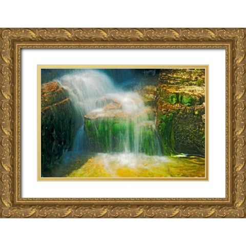 Canada, Ontario Cascading waterfall Gold Ornate Wood Framed Art Print with Double Matting by Grandmaison, Mike
