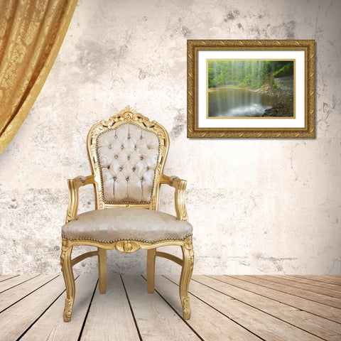 Canada, Kagawong River at Bridal Veil Falls Gold Ornate Wood Framed Art Print with Double Matting by Grandmaison, Mike