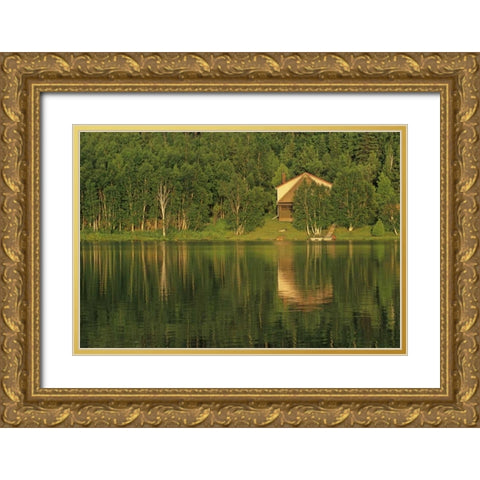 Canada, Sudbury Cottage on Tilton Lake at sunset Gold Ornate Wood Framed Art Print with Double Matting by Grandmaison, Mike