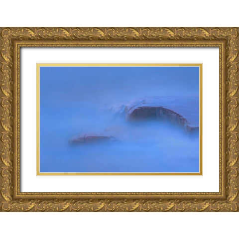 Canada, Killarney PP Waves and shoreline rocks Gold Ornate Wood Framed Art Print with Double Matting by Grandmaison, Mike