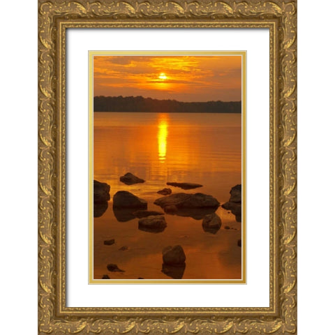 Canada, Bruce Peninsula Sunset on Berford Lake Gold Ornate Wood Framed Art Print with Double Matting by Grandmaison, Mike