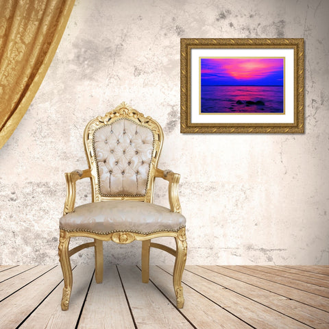 Canada, Ontario, Sunrise on Parry Sound Gold Ornate Wood Framed Art Print with Double Matting by Grandmaison, Mike