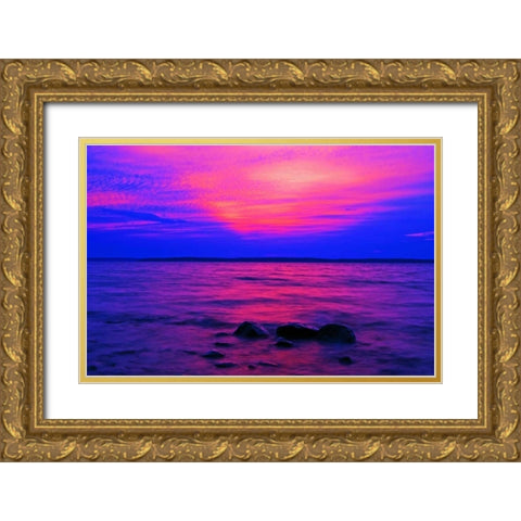 Canada, Ontario, Sunrise on Parry Sound Gold Ornate Wood Framed Art Print with Double Matting by Grandmaison, Mike