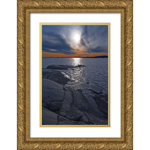 Canada, Ontario Storm front on Georgian Bay Gold Ornate Wood Framed Art Print with Double Matting by Grandmaison, Mike