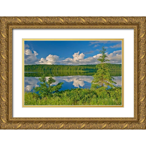 Canada-Ontario Clouds reflected in Trail Lake Gold Ornate Wood Framed Art Print with Double Matting by Jaynes Gallery