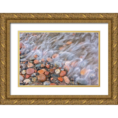 Canada-Ontario-Marathon Rocks and driftwood on Pebble Lake Superiors Beach Gold Ornate Wood Framed Art Print with Double Matting by Jaynes Gallery