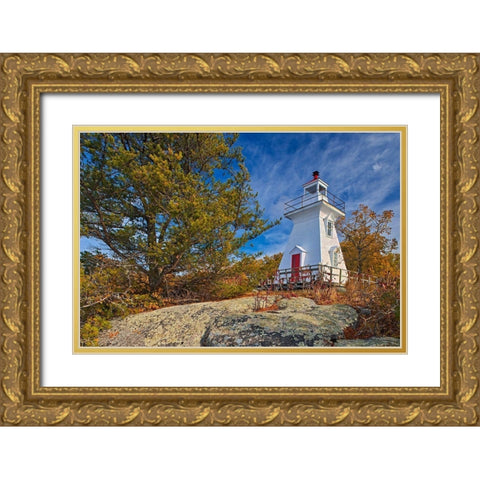 Canada-Ontario-Morson Lighthouse on Lake of the Woods Gold Ornate Wood Framed Art Print with Double Matting by Jaynes Gallery