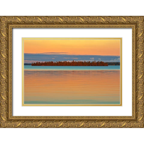 Canada-Ontario Perrault Lake at sunset Gold Ornate Wood Framed Art Print with Double Matting by Jaynes Gallery