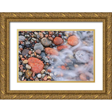 Canada-Ontario-Marathon Wave crashing on rocks at Pebble Beach Gold Ornate Wood Framed Art Print with Double Matting by Jaynes Gallery